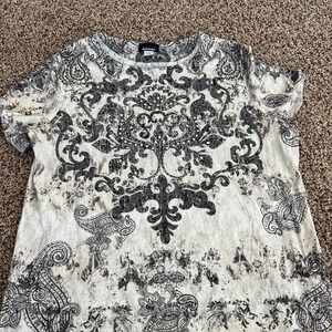 Black and white paisley print y2k top basic editions size XL